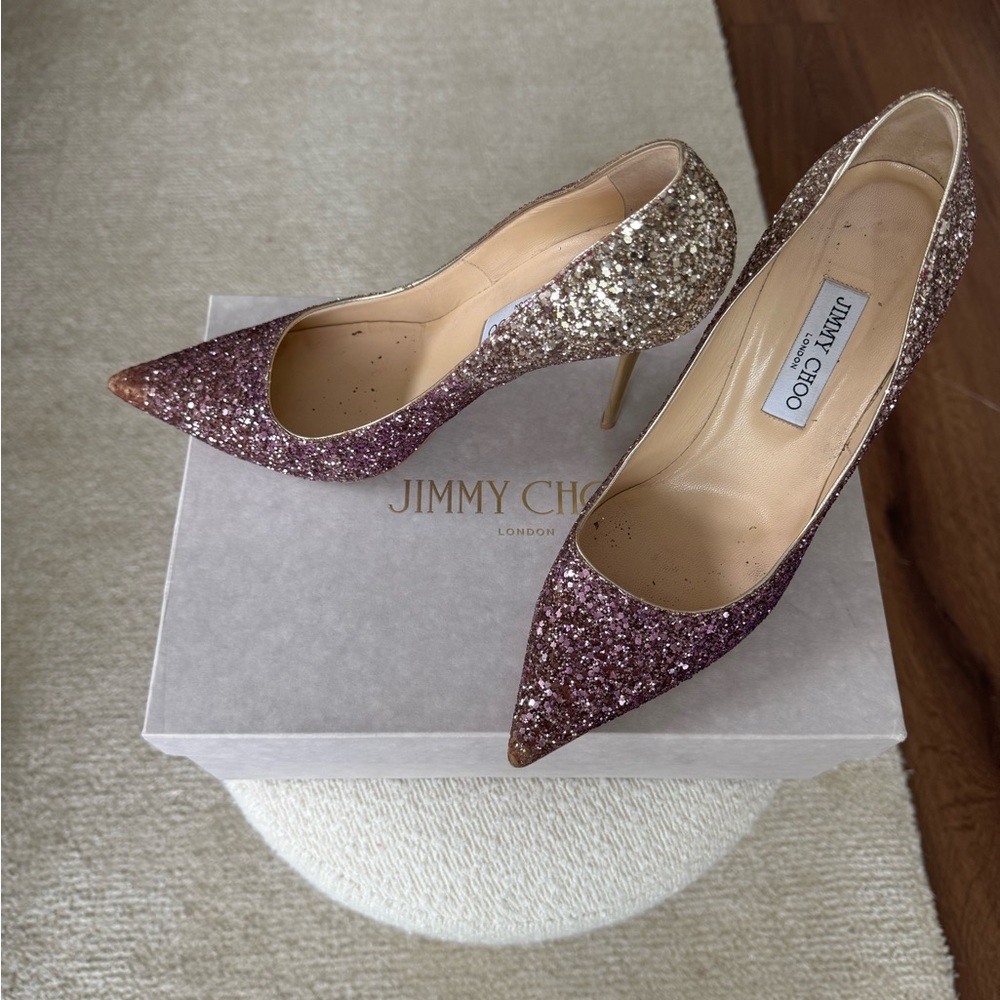 Jimmy Choo Sparkling Heels - Gold and Purple